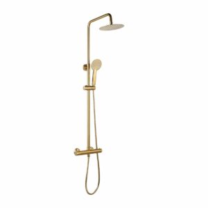 niagara equate brushed brass round thermostatic shower set