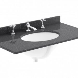 BLACK 800MM SINGLE BOWL 3 TAP HOLE MARBLE TOP
