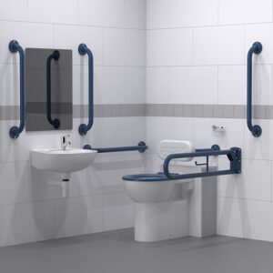 Back to wall Doc M toilet pack with steel exposed fixing grab rails DM800K crop 1
