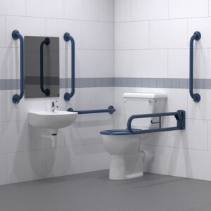 Close coupled Doc M toilet pack with steel exposed fixing grab rails DM200K crop 1