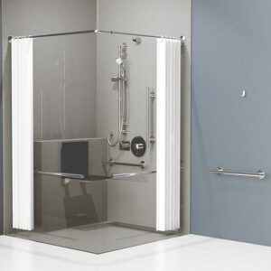 Concealed valve Doc M shower pack with stainless steel luxury concealed fixing grab rails and slimline shower seat– 321104 SP crop