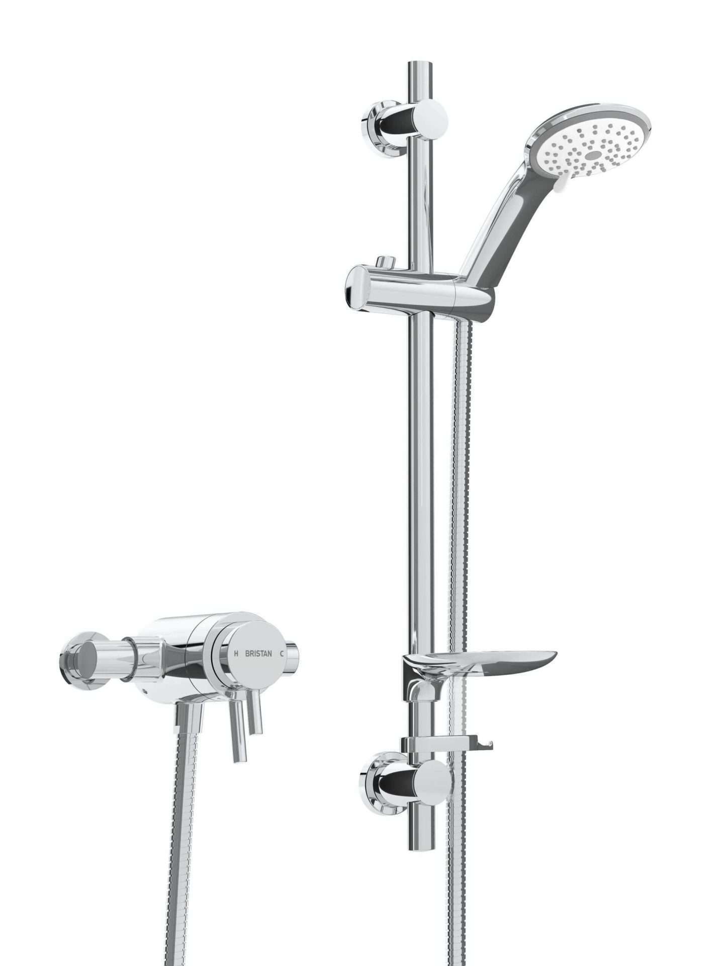 Bristan Prism Exposed Dual Control Shower with Adjustable Riser (PM2 CSHXAR C)
