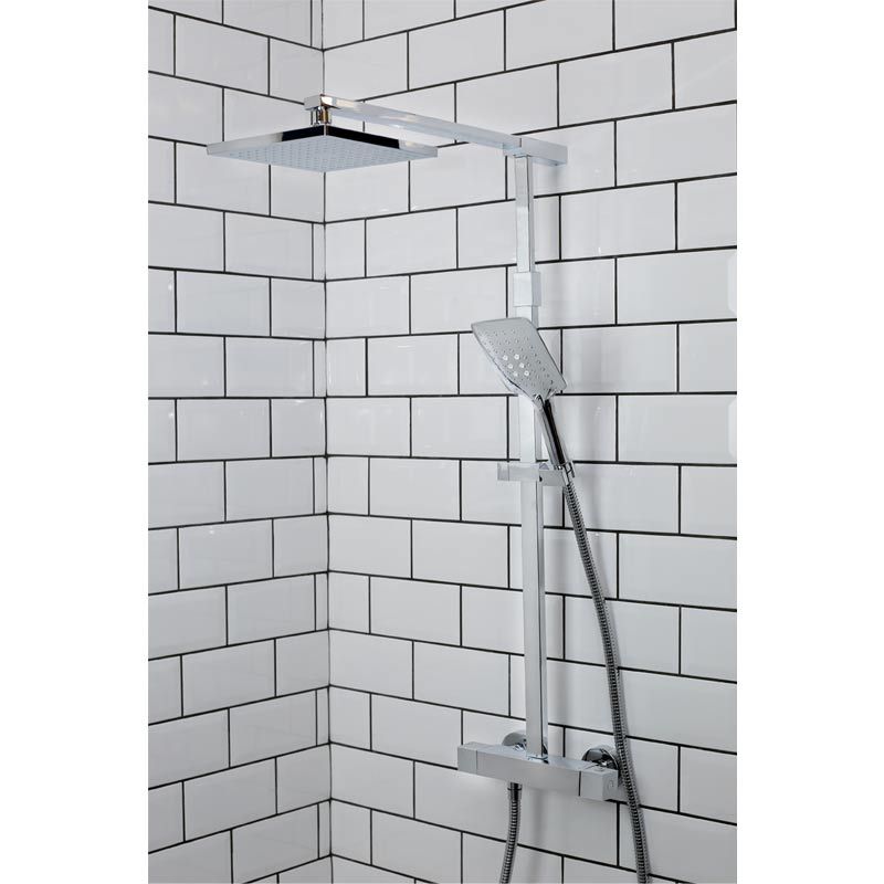 Bristan Qubo Exposed Fixed Head Bar Shower with Diverter & Kit (QB SHXDIVFF C)