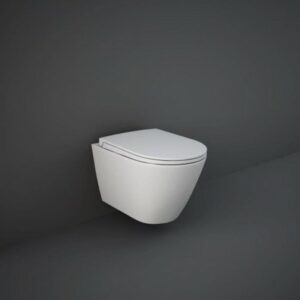 RAK Ceramics Feeling 360mm Rimless Wall Hung Pan with Soft Closing Seat FEEWHPAN500-SC