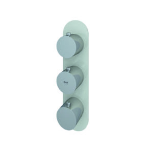 RAK Ceramics Feeling Round Horizontal Dual Outlet Thermostatic Concealed Shower Valve with Wall Outlet in Greige RAKFSV2505R