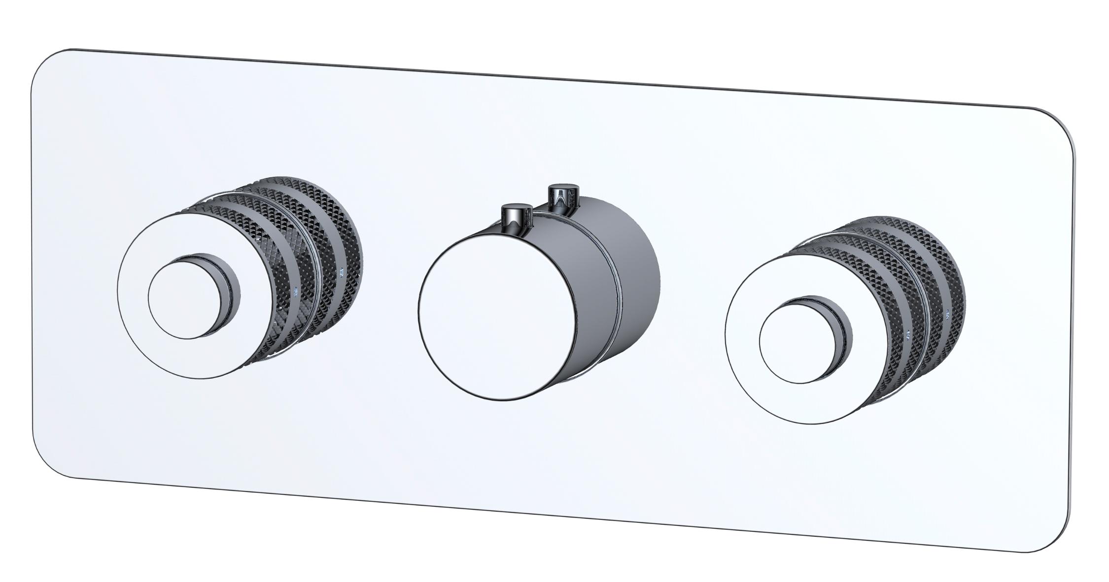 RAK Ceramics Prima Tech Dual Outlet Concealed Thermostatic Shower Valve with Back Plate (Horizontal) RAKPRT3022