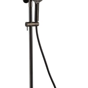 RAK Ceramics Compact Round Exposed Thermostatic Shower Column with Fixed head and Shower Kit in Black Chrome RAKSHW6001