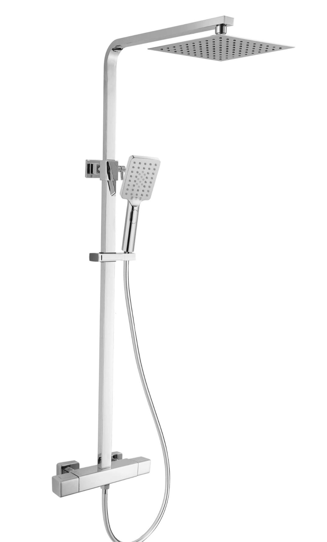 RAK Ceramics Compact Square Exposed Thermostatic Shower Column with Fixed Head and Shower Kit RAKSHW6006