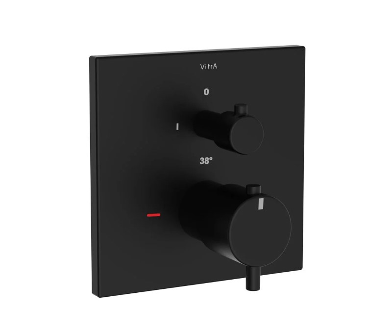 Vitra Square Concealed Thermostatic Shower Mixer, Matt Black (A4335836EXP)