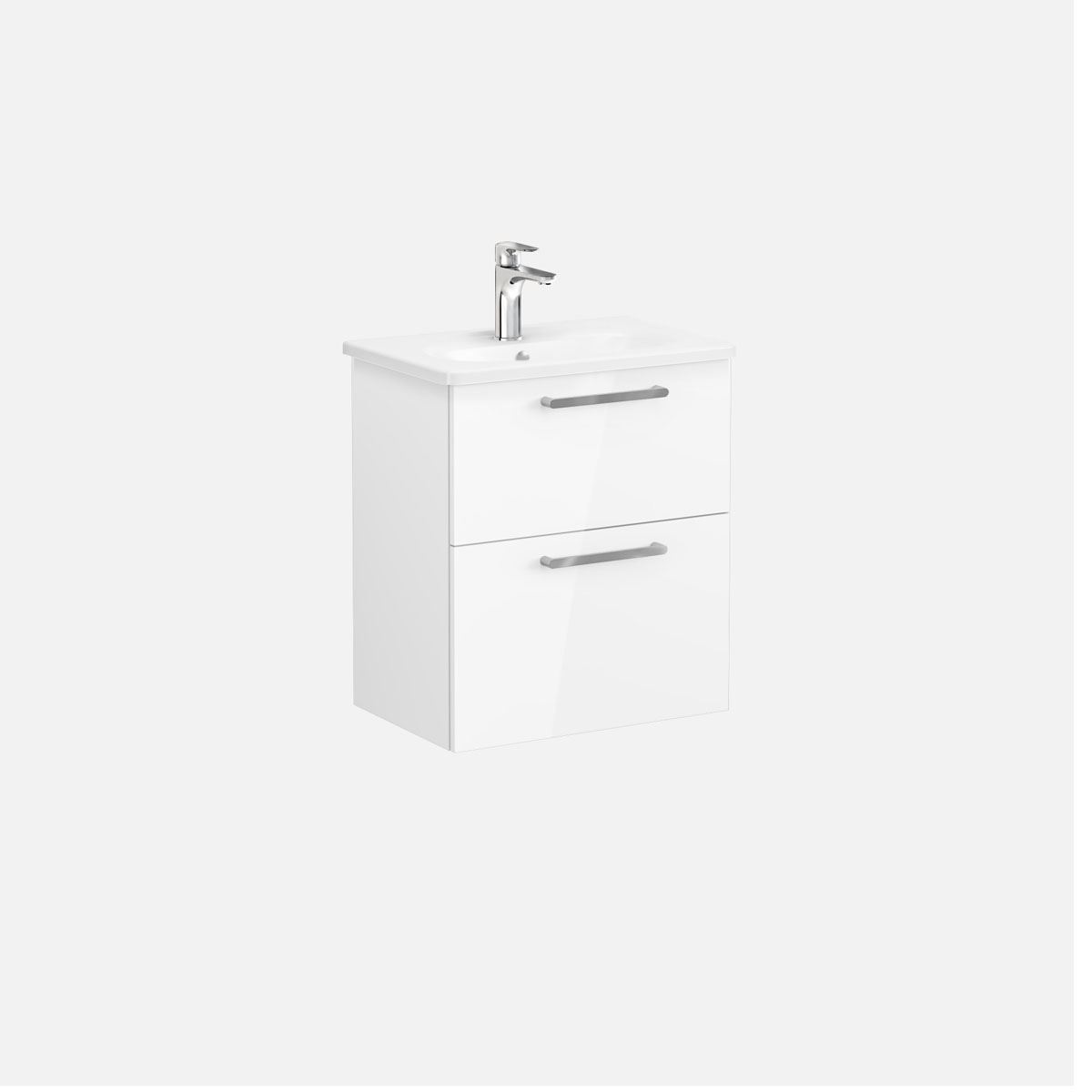 Vitra Zentrum Washbasin Unit 600mm Compact With 2 Drawers White High Gloss 68100