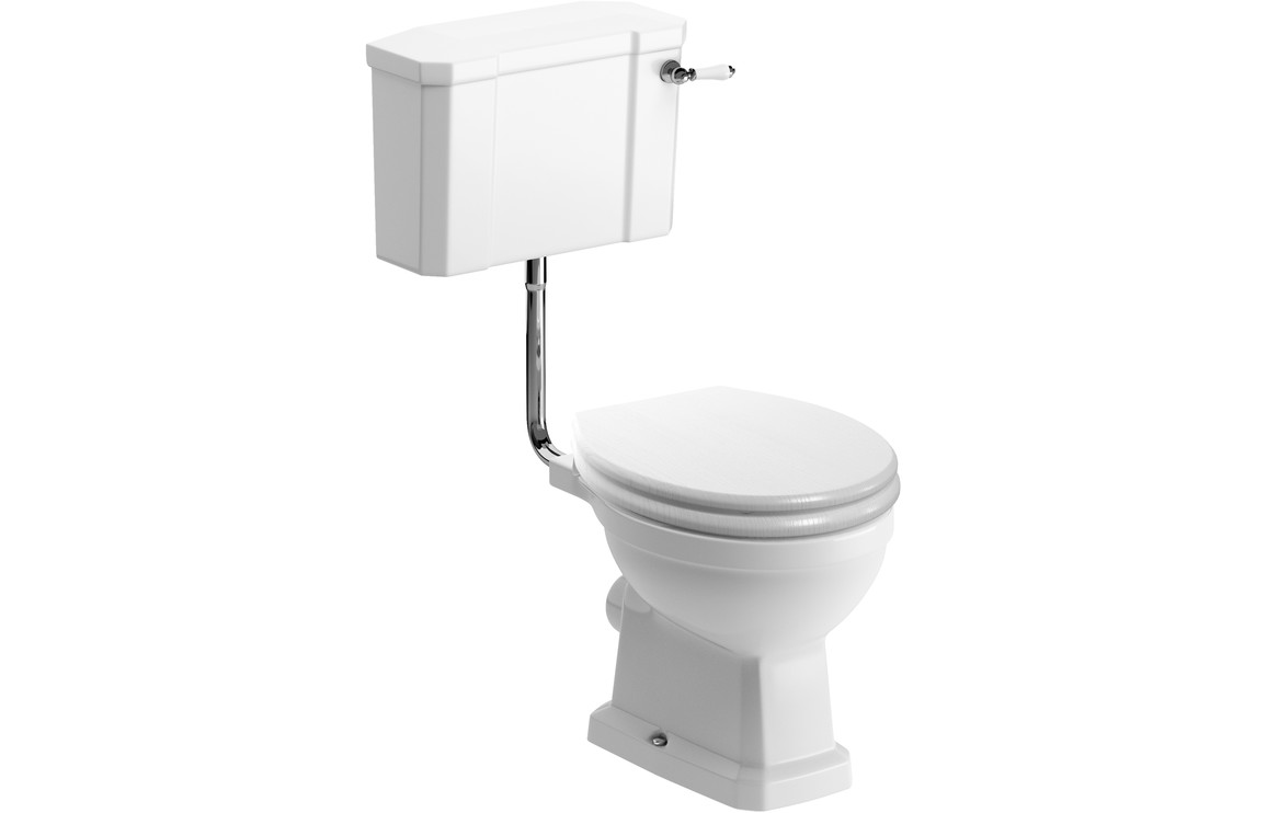 Normandy Low Level WC & Satin White Wood Effect Seat w/Brass Hinges
