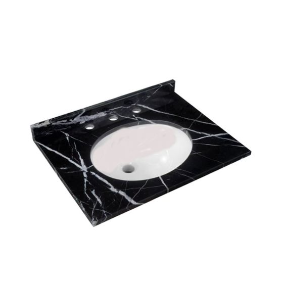 RAK Ceramics Washington 665mm x 505mm Marble Countertop 3 Tap Holes Black
