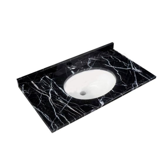 RAK Ceramics Washington 865mm x 505mm Marble Countertop 1 Tap Hole Black