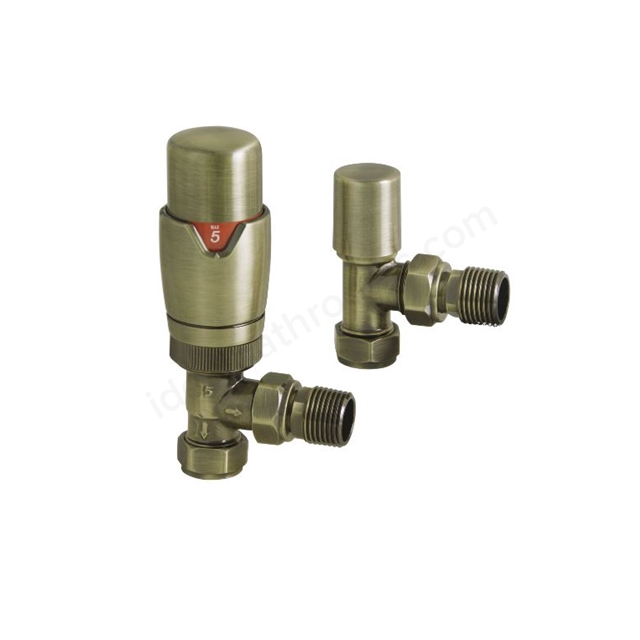 THERMOSTATIC ANGLED VALVE & L/S BRUSHED BRASS 148983
