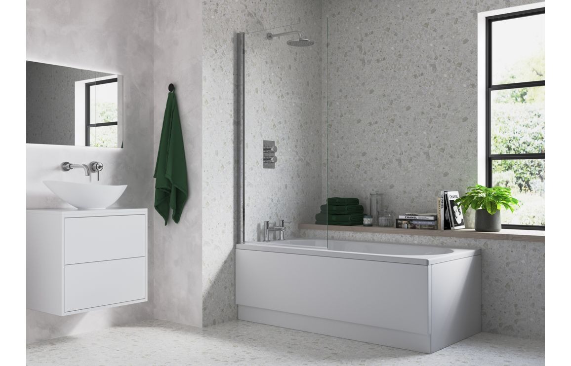 Opulent 1400mm Square Bath Screen - Chrome