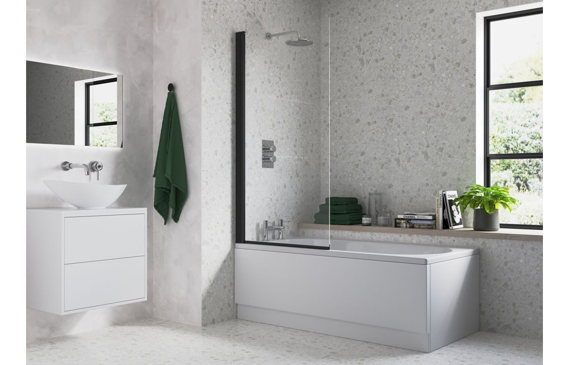 Opulent 1400mm Square Bath Screen - Black