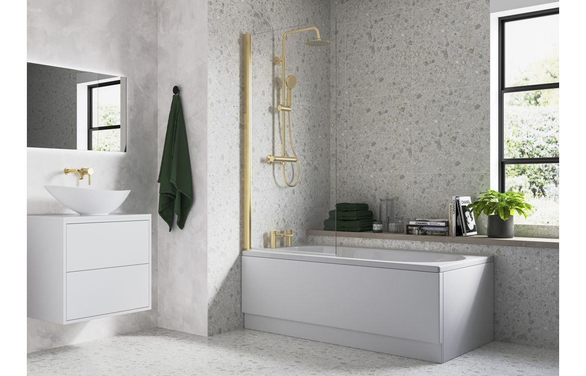 Opulent 1400mm Square Bath Screen - Brushed Brass