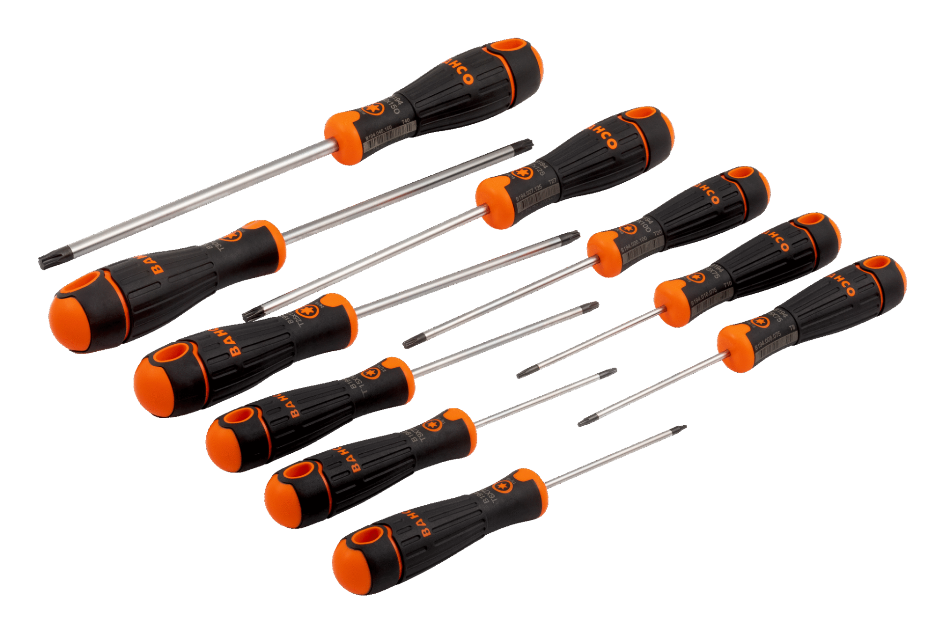 Bahco BahcoFit Slotted/Phillips/Pozidriv/Robertson Screwdriver Set with Rubber Grip - 10 Pcs