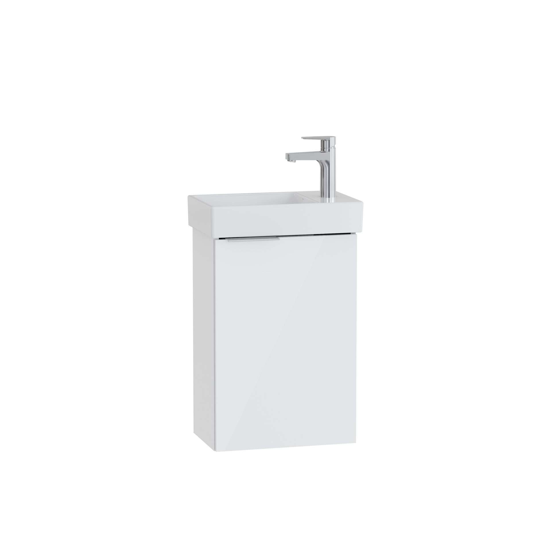 Vitra S20 Square Washbasin Unit 45 cm with one door right without siphon High Gloss White